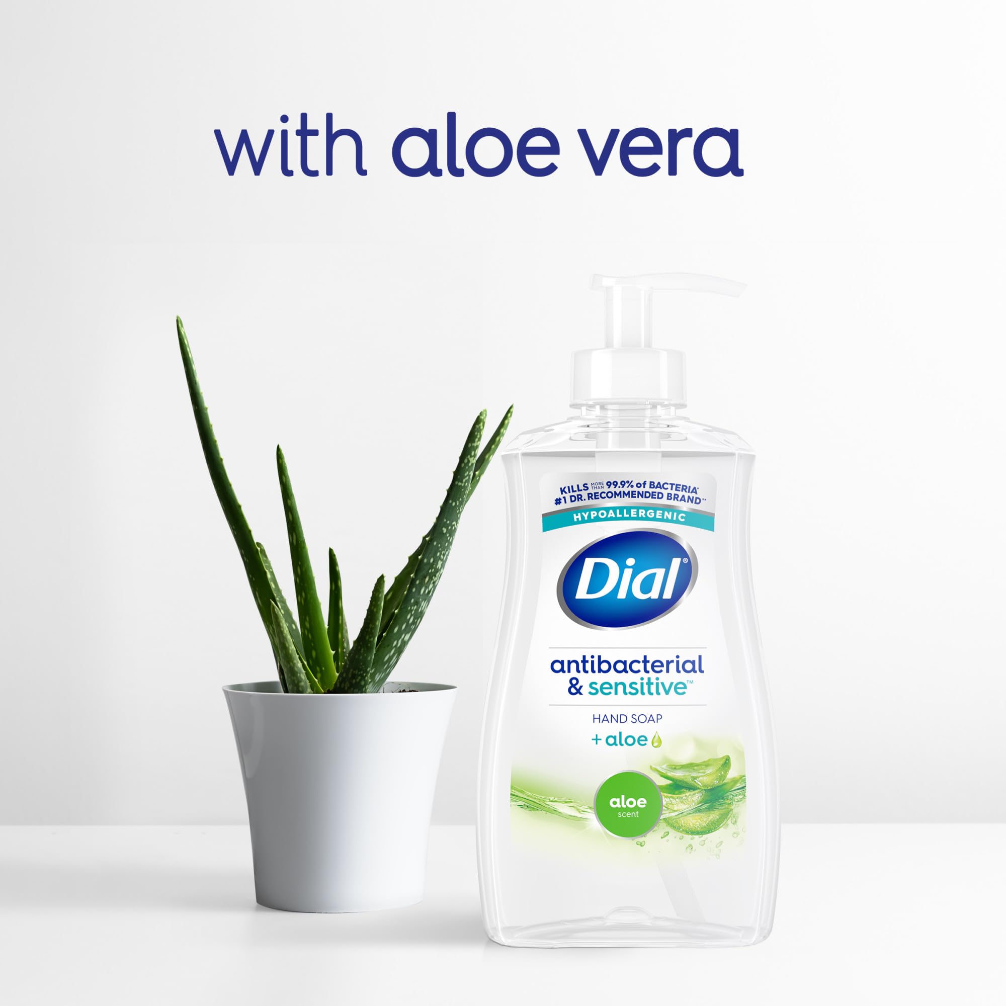 Dial Antibacterial Defense Aloe aloe plant close-up highlights natural ingredients.