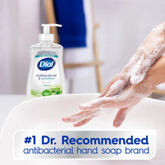 Dial Aloe hand soap at kitchen sink during daily routine.