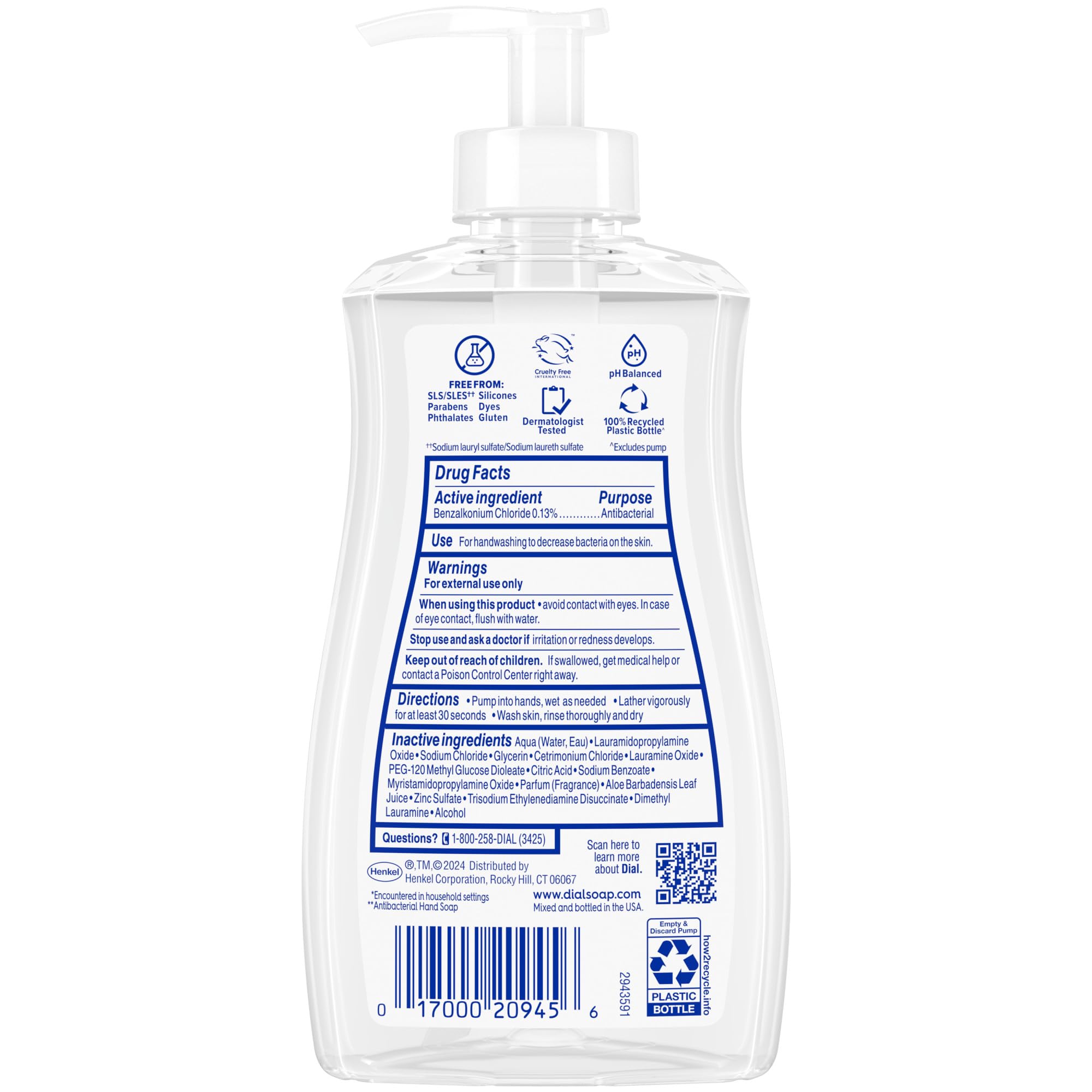 Pack of 12 Dial Antibacterial Defense Aloe hand soap bottles for households.