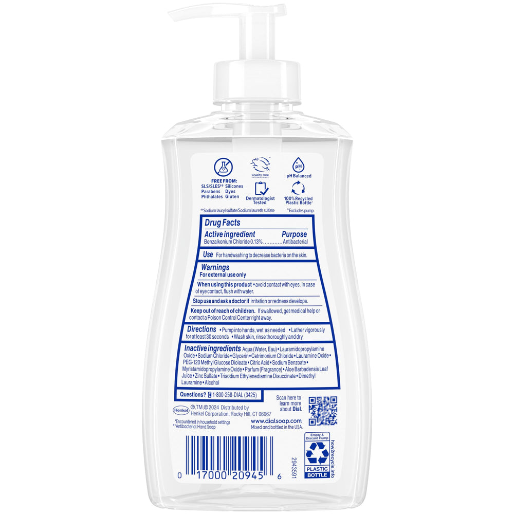Pack of 12 Dial Antibacterial Defense Aloe hand soap bottles for households.