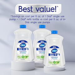 Dial Antibacterial Defense Aloe pump action ready for fast handwashing.