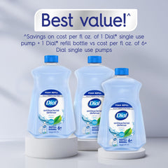 Dial Antibacterial Defense foaming soap aloe moisturizing action on skin.
