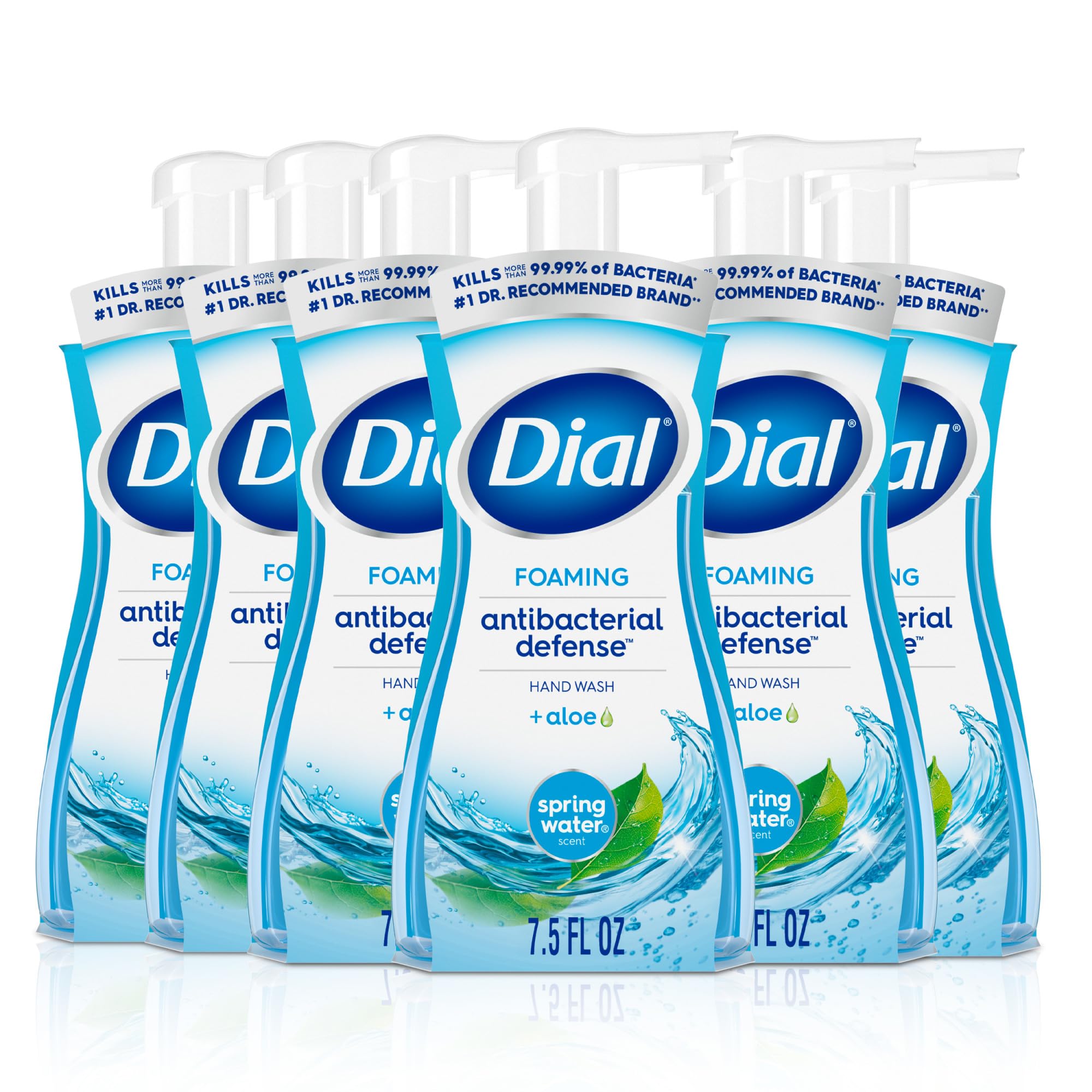 Dial Antibacterial Defense foaming hand soap bottle with pump for easy daily use