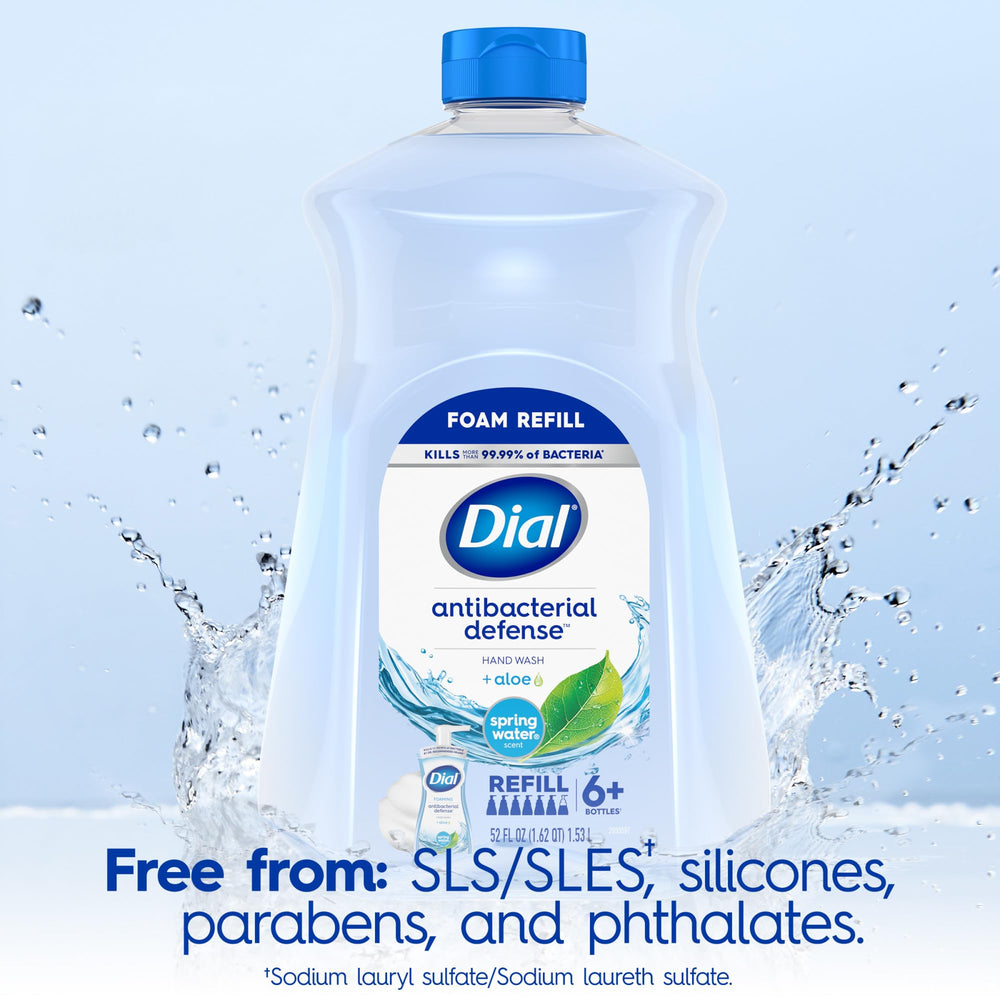 Dial Antibacterial Defense foaming soap vegan formula in packaging.