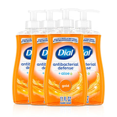 Dial Antibacterial Defense Gold bottle shows refreshing scent and strong hygiene for everyday use.
