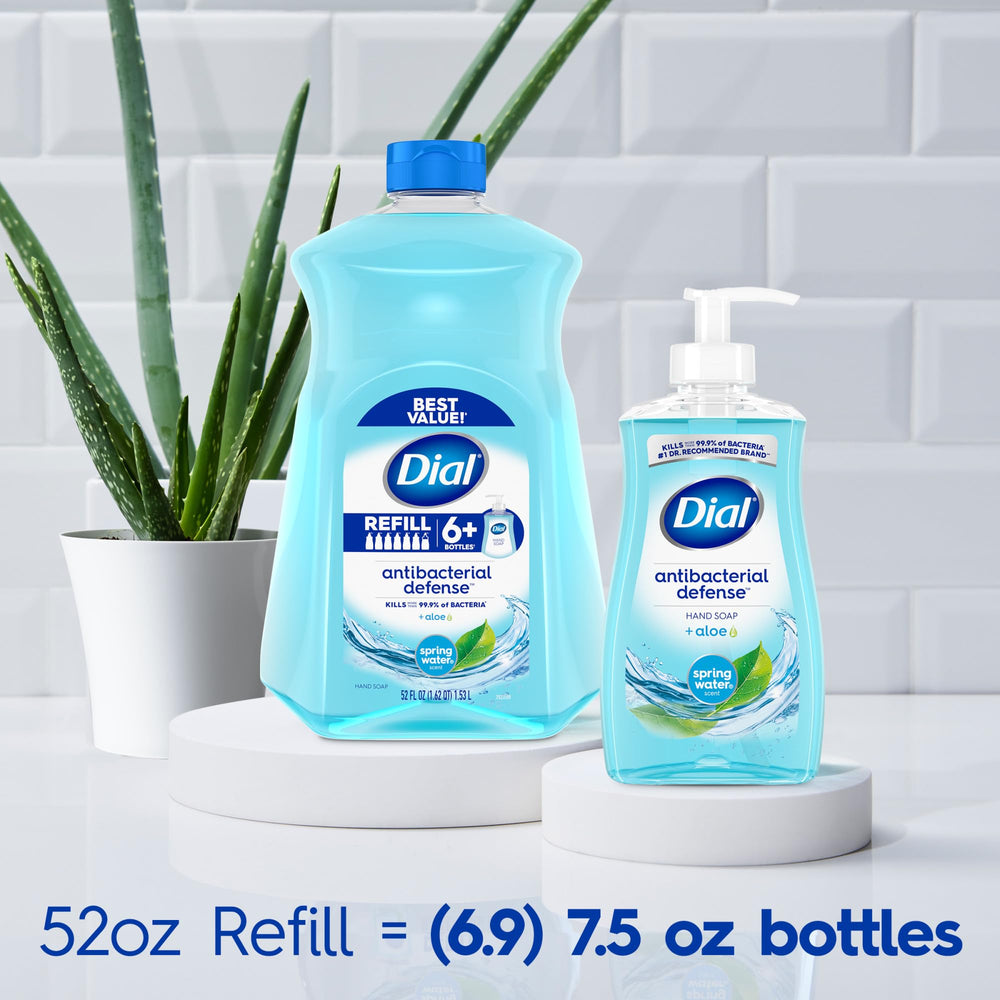 Dial Antibacterial Defense refill pack demonstrates convenient 3-pack solution.