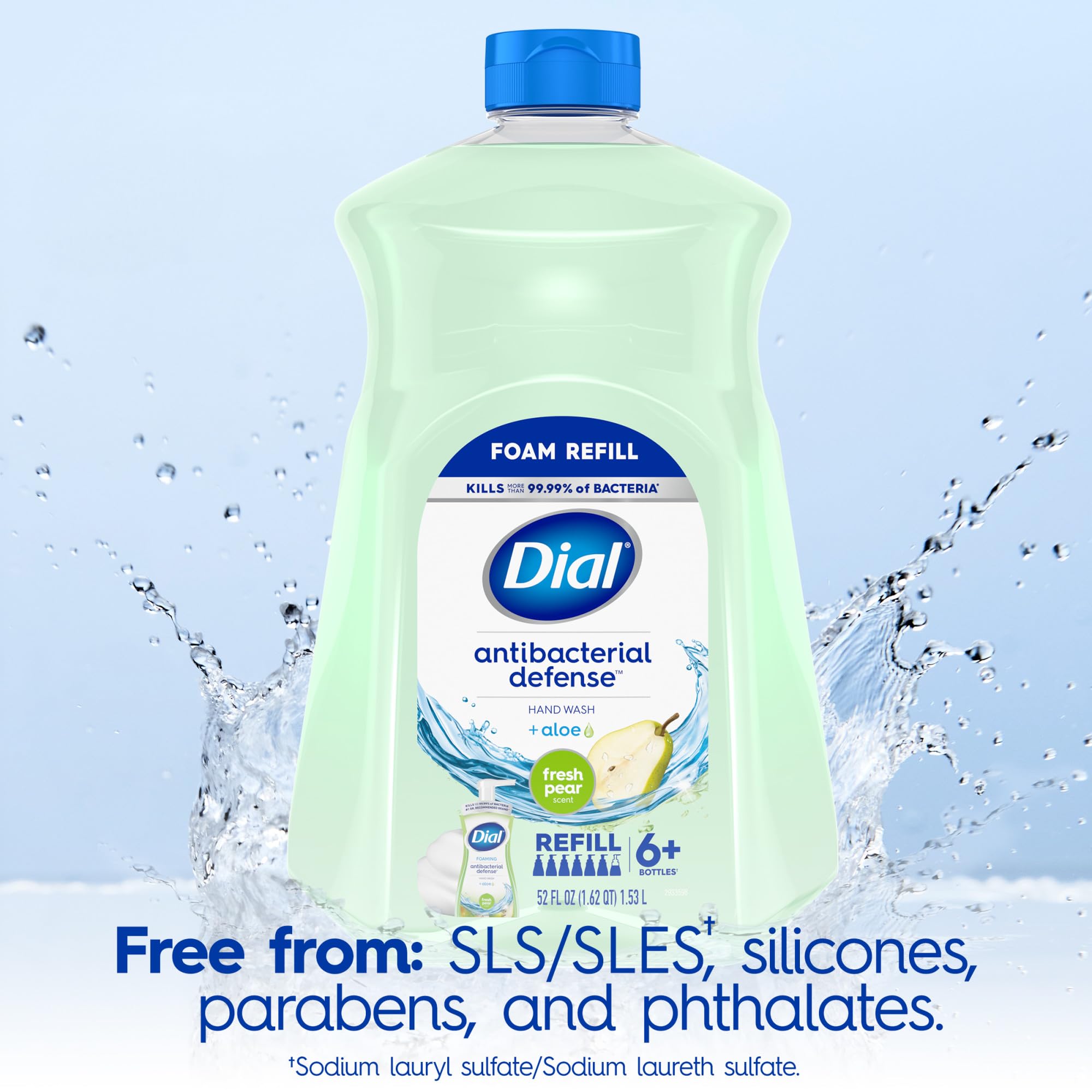 Dial Foaming Hand Soap SLS/SLES-free label close-up