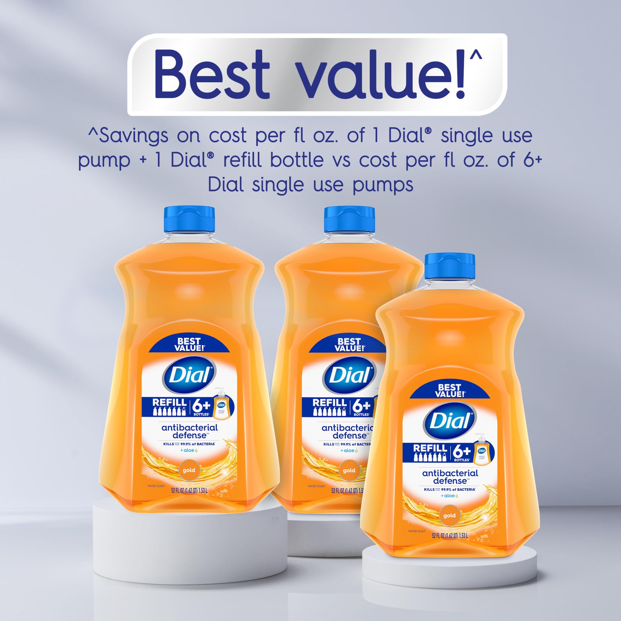 Dial Antibacterial Gold bathroom-sink scene emphasizes skin-friendly cleansing with aloe.