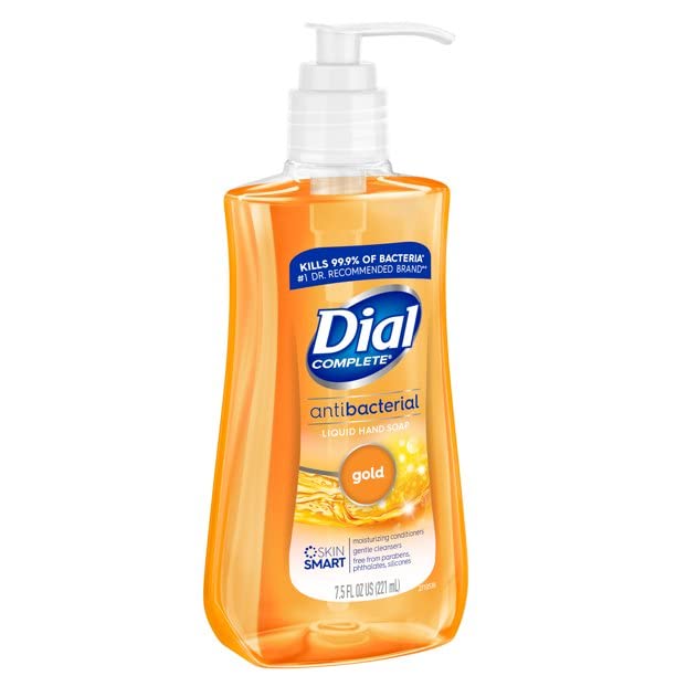 Dial antimicrobial soap in kitchen setting for quick handwashing during meal prep.