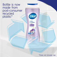 Dial Calm & Soothe label close-up shows HYDRACLEAN and Vitamin E.