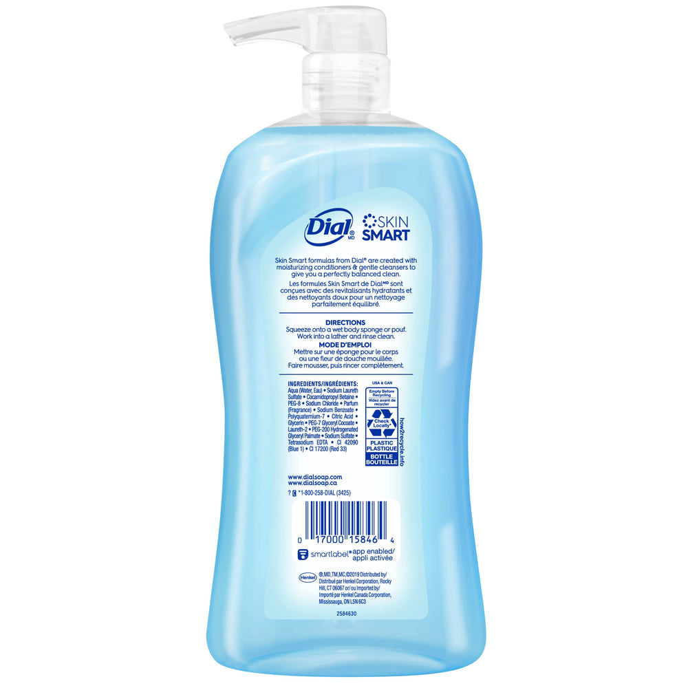 Dial Refresh & Renew Coconut Water label closeup highlights fragrance and gentle formula