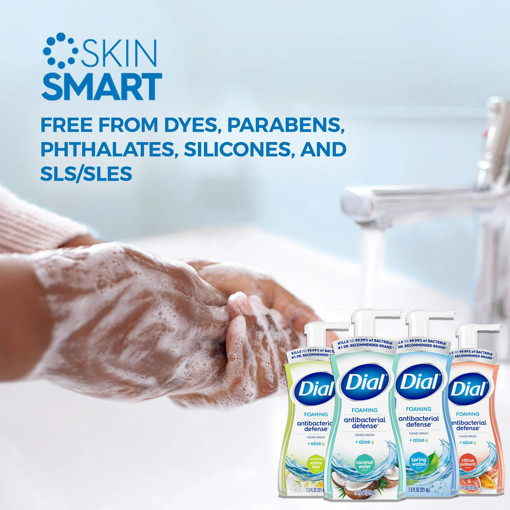 Dial Complete foaming hand wash box packaging emphasizes value and multipack convenience.