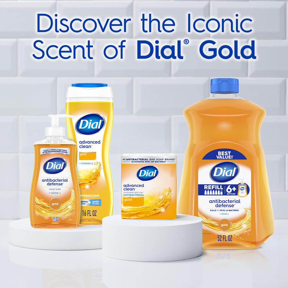 Dial Gold dermatologist-tested badge conveys trusted skin compatibility.
