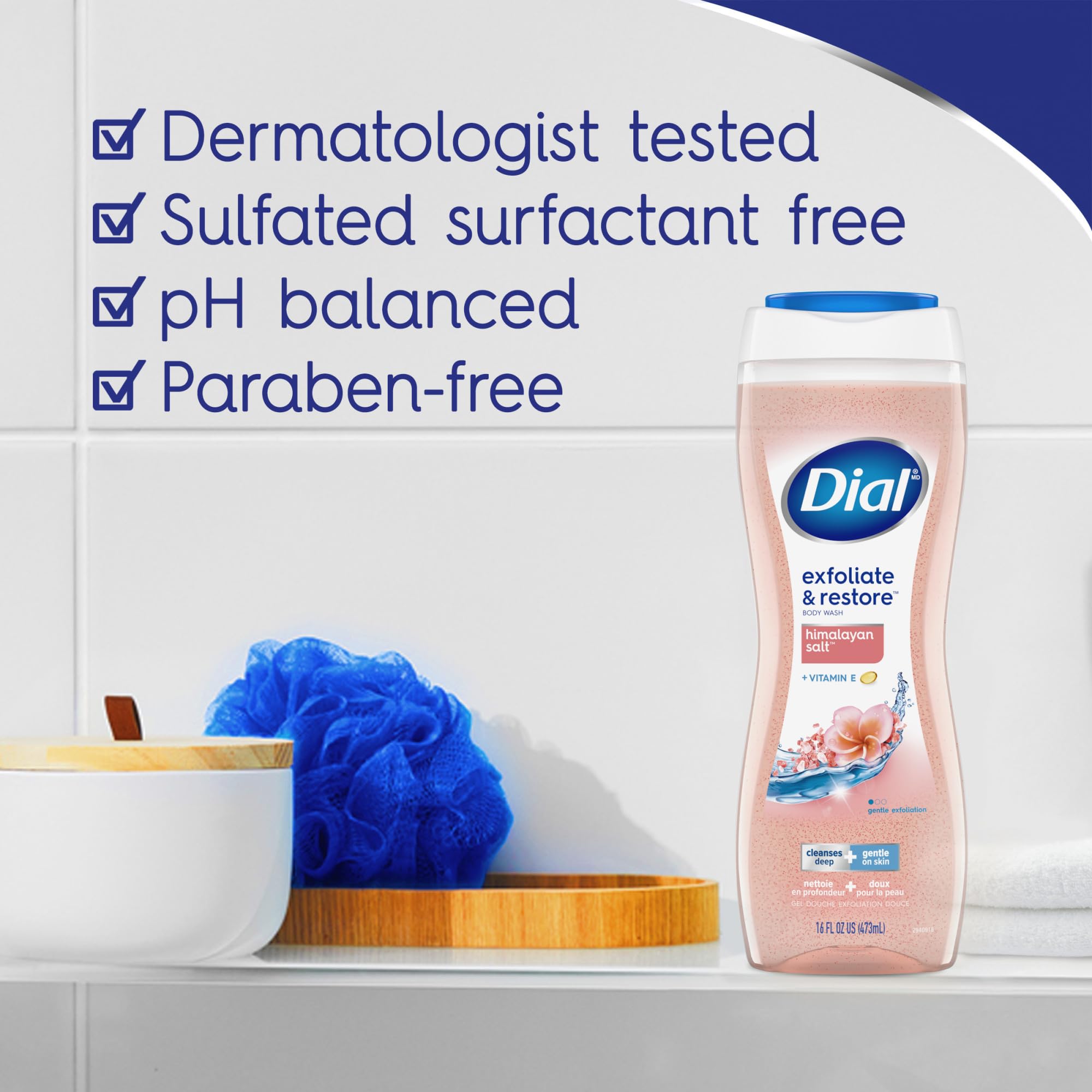 Dial Himalayan Salt Body Wash lather on skin demonstrates cleansing without drying.