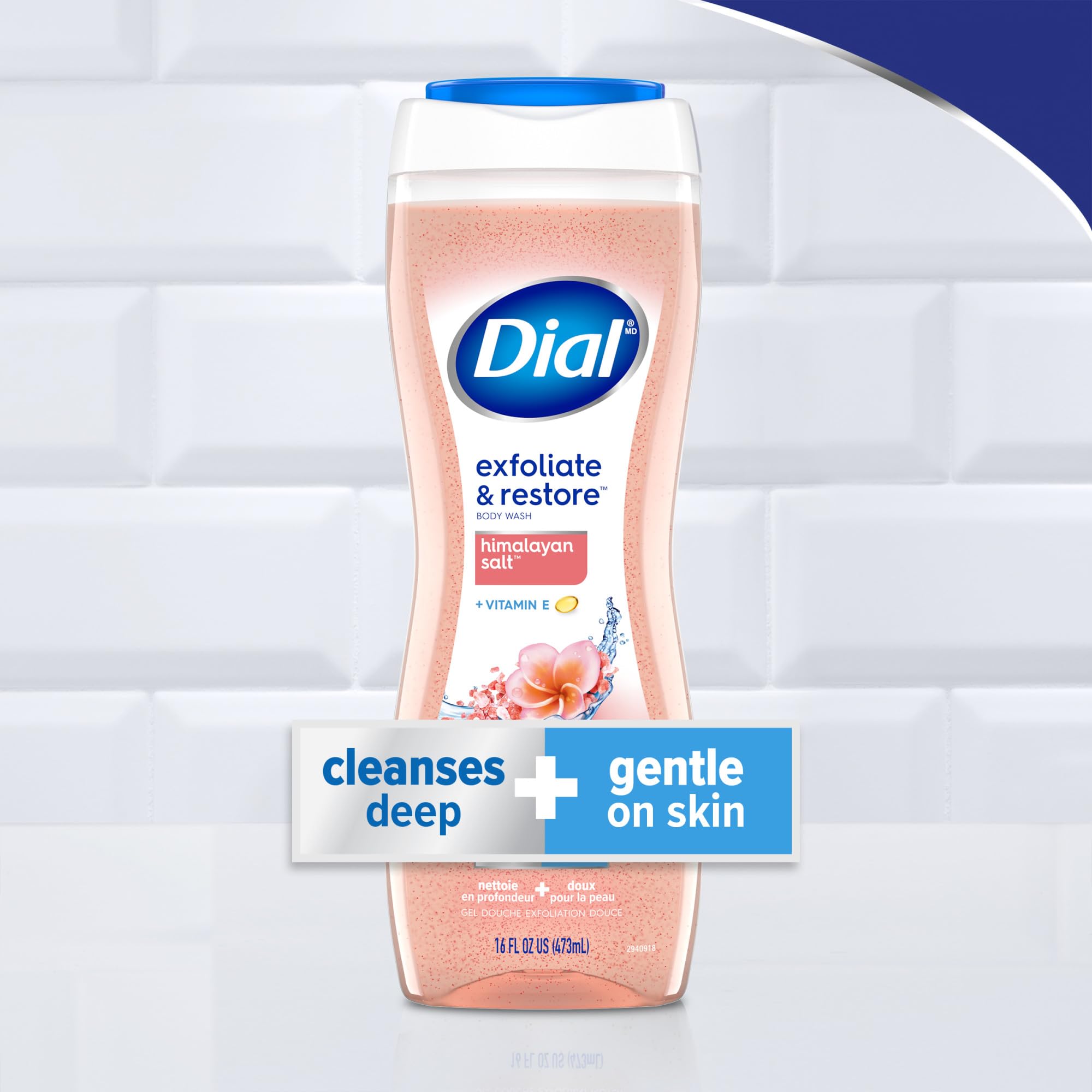 Dial Hydraclean Complex with Vitamin E highlights nourishing cleansing for skin.