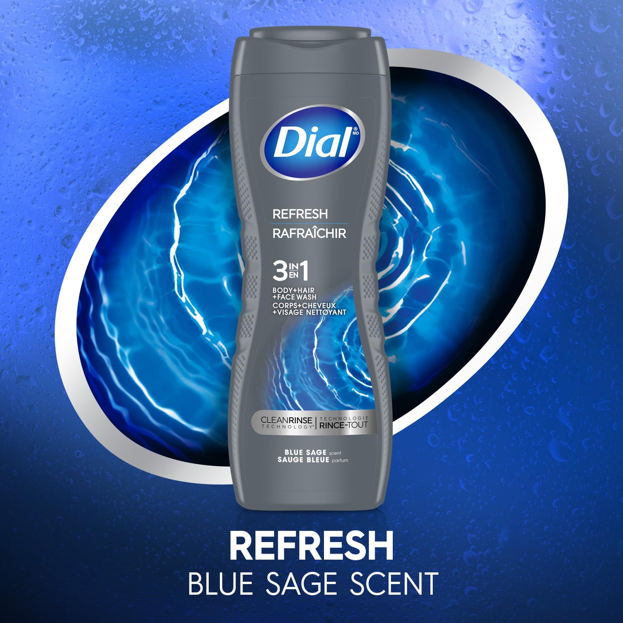 Dial Men 3-in-1 recycled-bottle—eco-friendly packaging with post-consumer plastic.