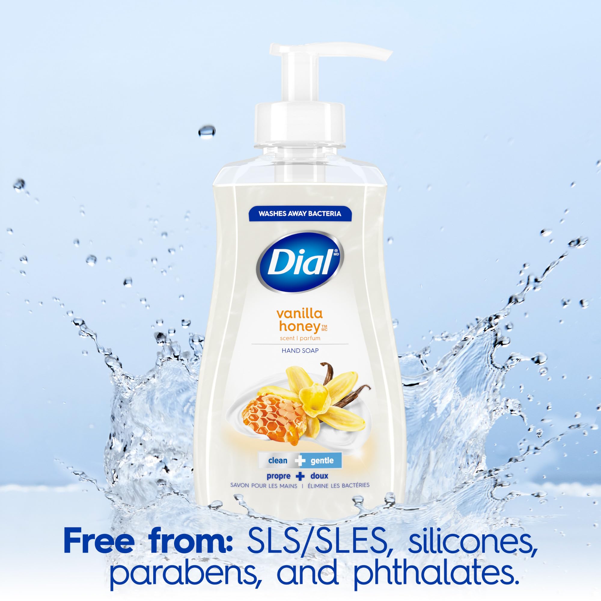 Dial Vanilla Honey handwash moment shows gentle cleansing for daily use.