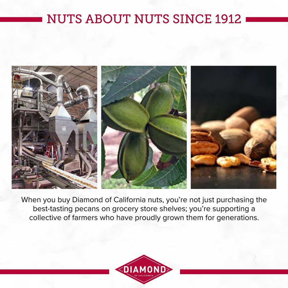 Diamond of California pecan nuts in-pack front: convenient packaging for quick snacking.
