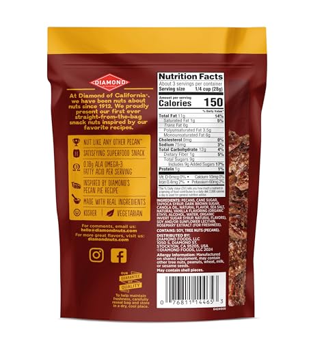 Diamond of California pecan nuts whole raw ideal for baking and snacking.