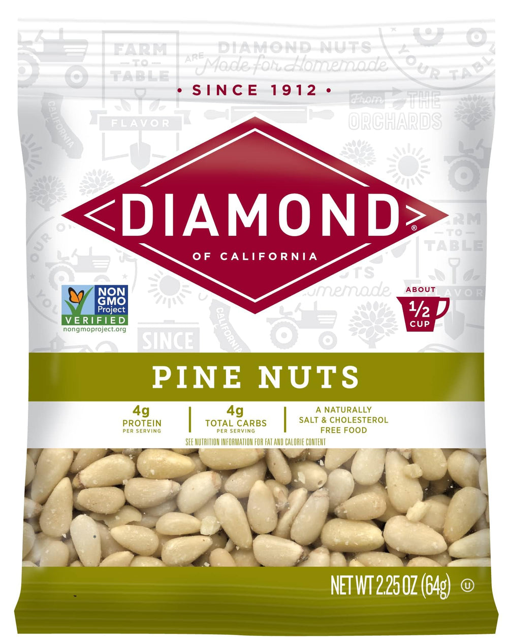 Diamond of California pine nuts bag for pesto and versatile cooking.