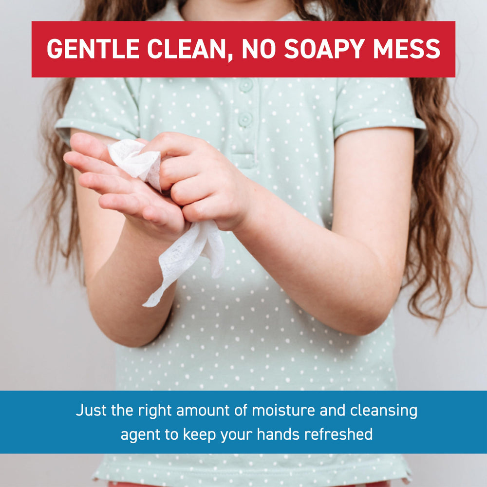 Adults using WipeEssentials for a quick refresh after meals