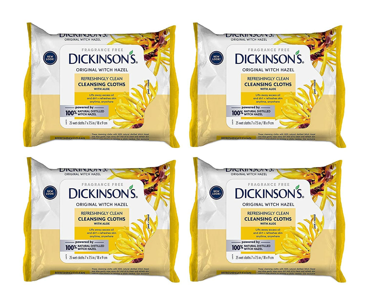 Dickinson's Witch Hazel cleansing cloths with aloe for on-the-go refreshing cleanse