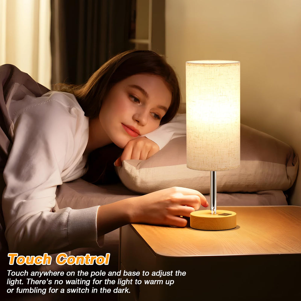 Dicoool touch bedside lamp on nightstand providing soft ambient lighting