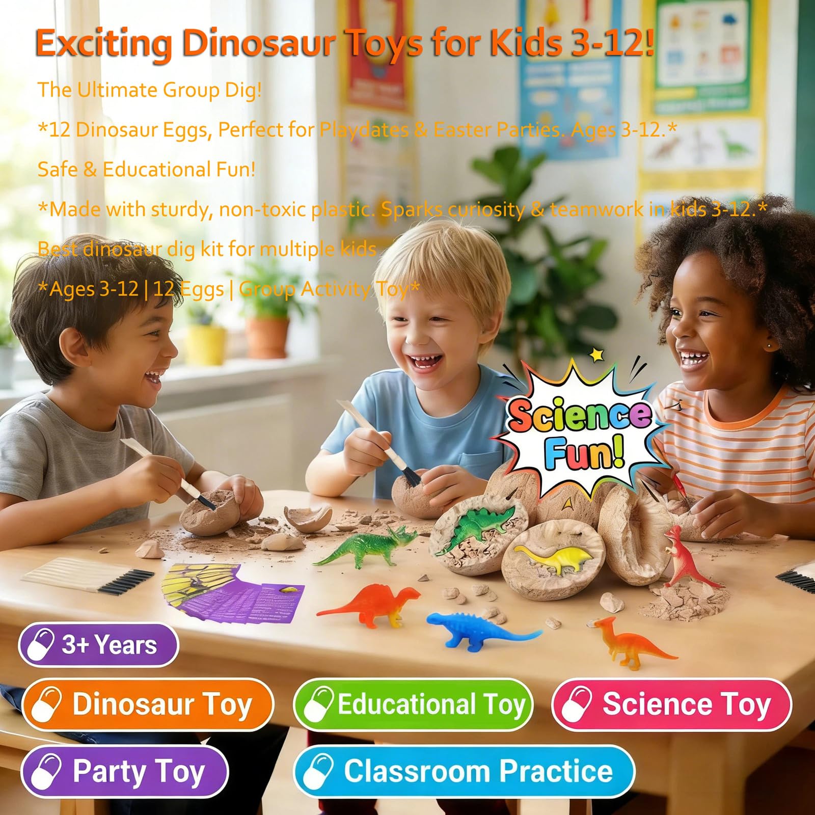 DIDUBUY Dino Eggs Dig Kit Contents with tools and cards for educational play