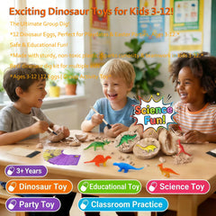 DIDUBUY Dino Eggs Dig Kit Contents with tools and cards for educational play