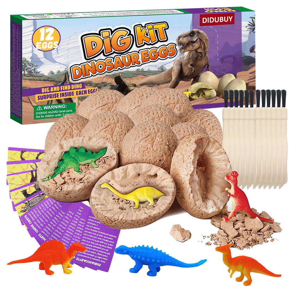 DIDUBUY Easter Dino Eggs Pack showing 12 eggs for hands-on excavation and imagination