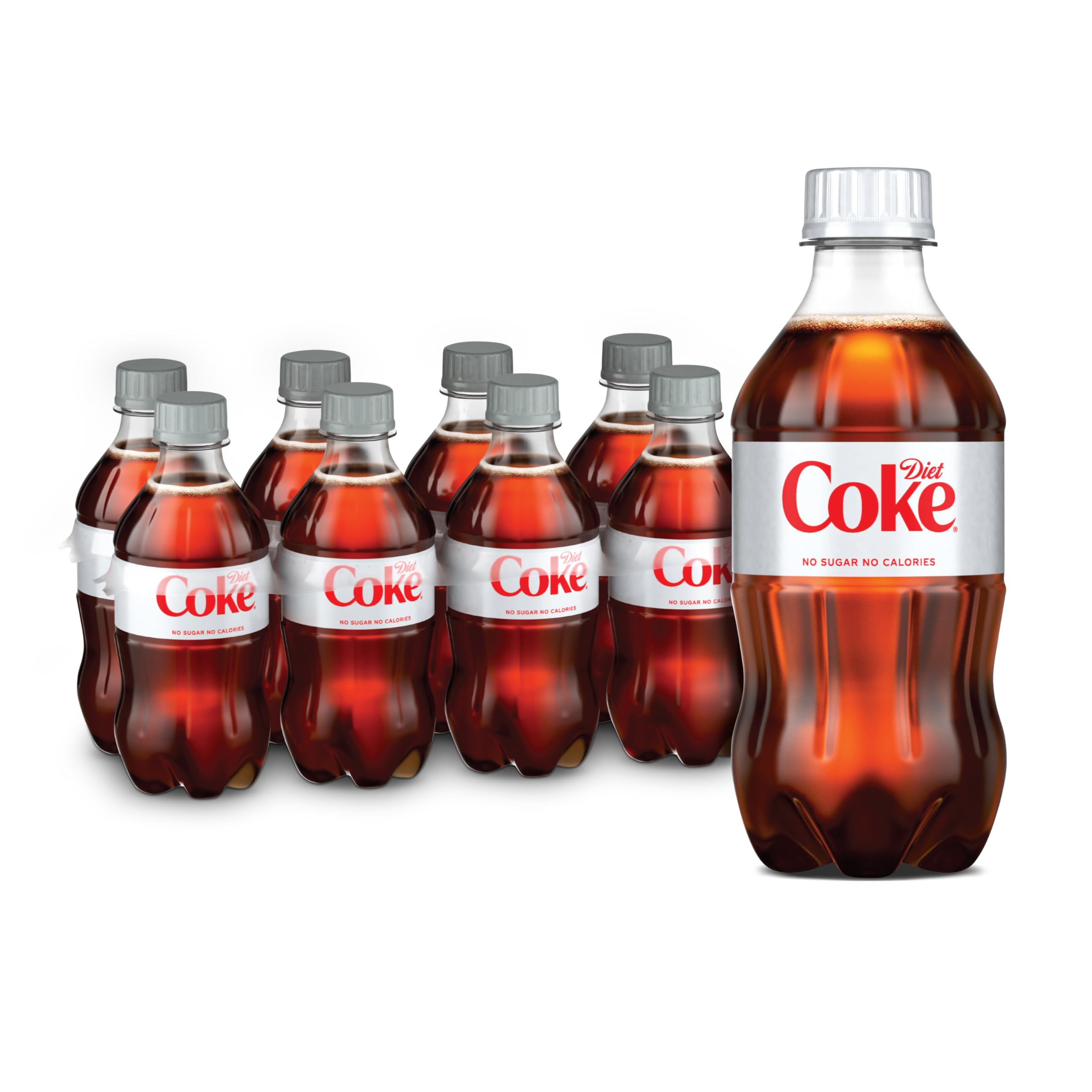 Diet Coke 12oz bottle in a pack of eight for daily refreshment.