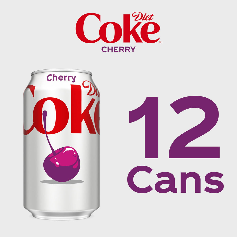 Diet Coke Cherry label design with 80s retro branding