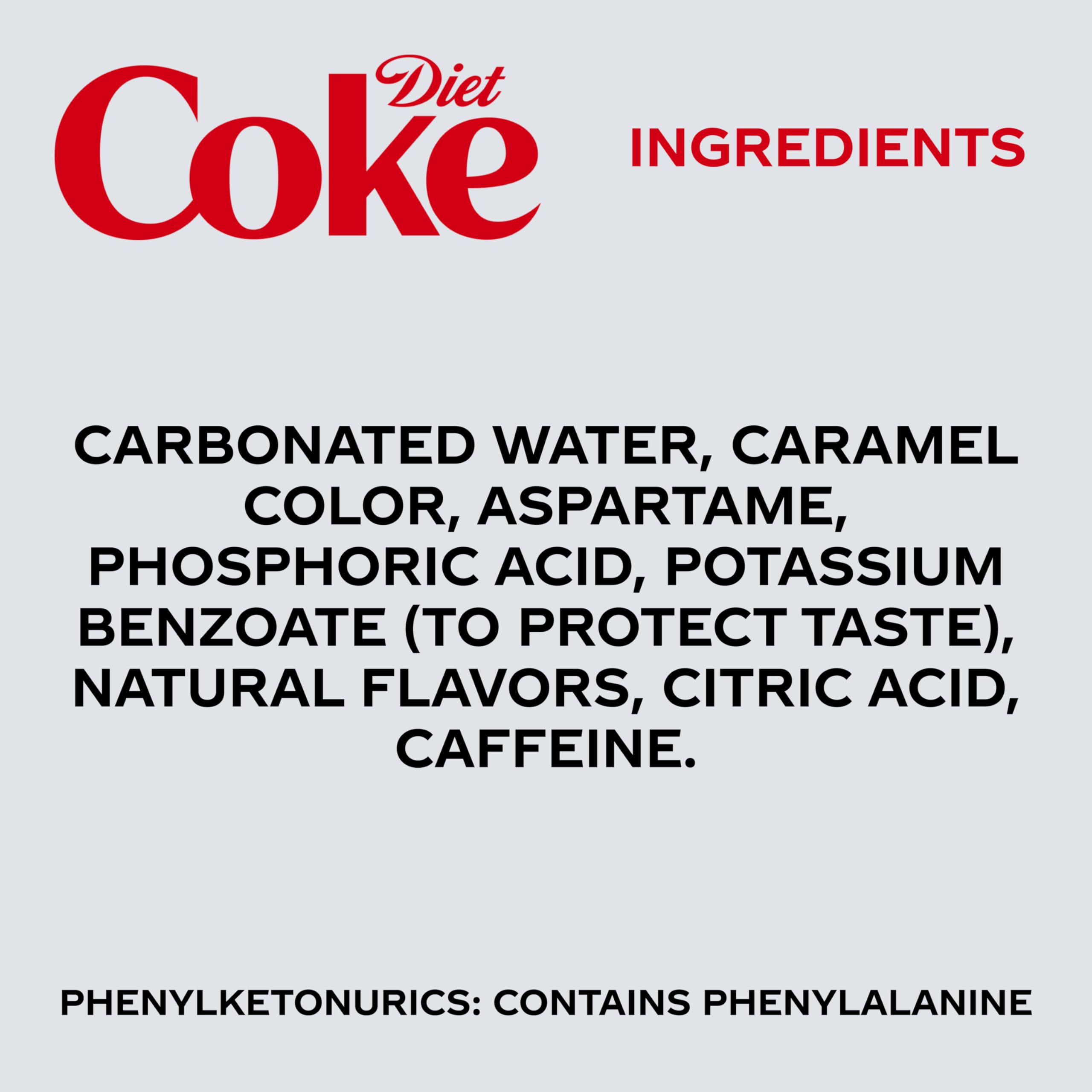 Diet Coke crisp sparkling can close-up showing calorie-free flavor.