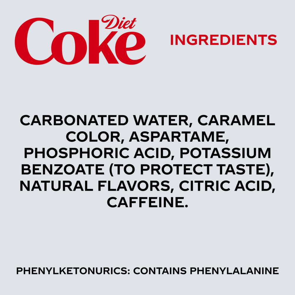 Diet Coke crisp sparkling can close-up showing calorie-free flavor.