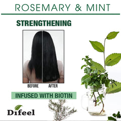 Difeel rosemary-mint oil biotin-rich formula combines rosemary and mint.