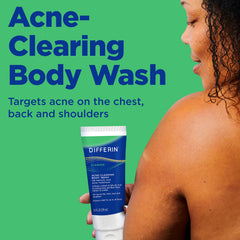 Differin Acne-Clearing Body Wash creates a cream-to-foam texture for thorough back cleansing