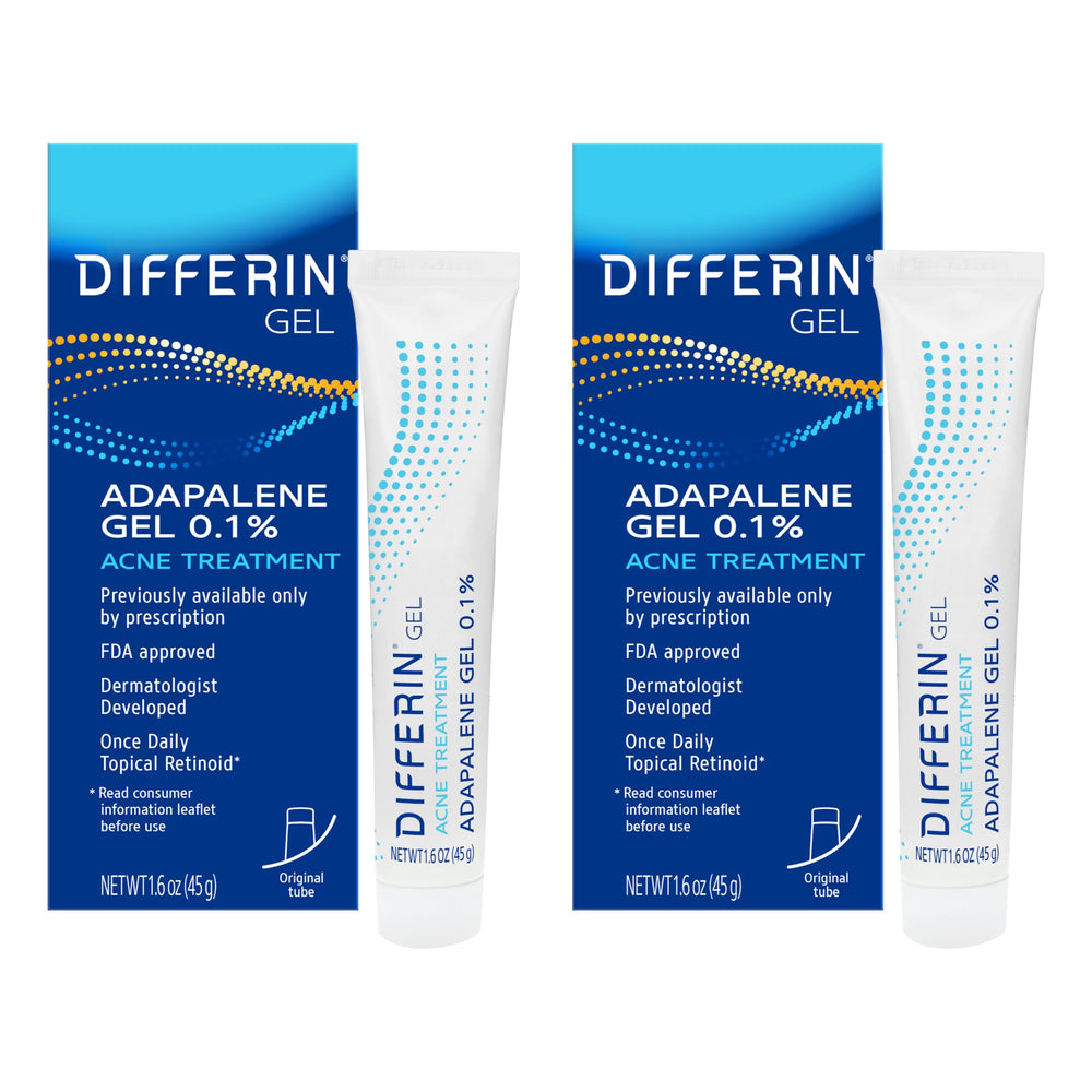 Differin acne gel tube front view ready to target clogged pores.