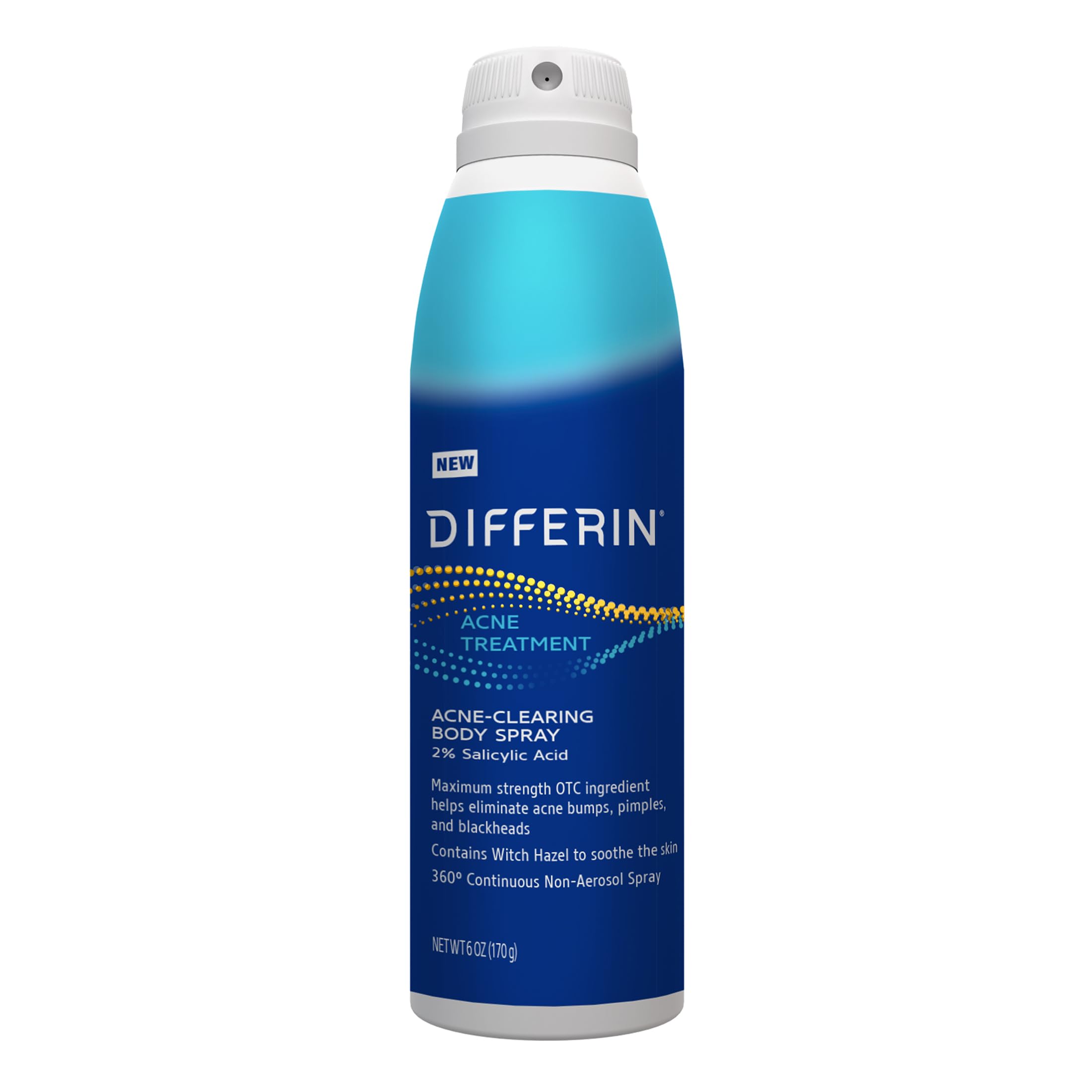 Differin Acne-Clearing Body Spray applied to the back for even coverage on hard-to-reach areas.