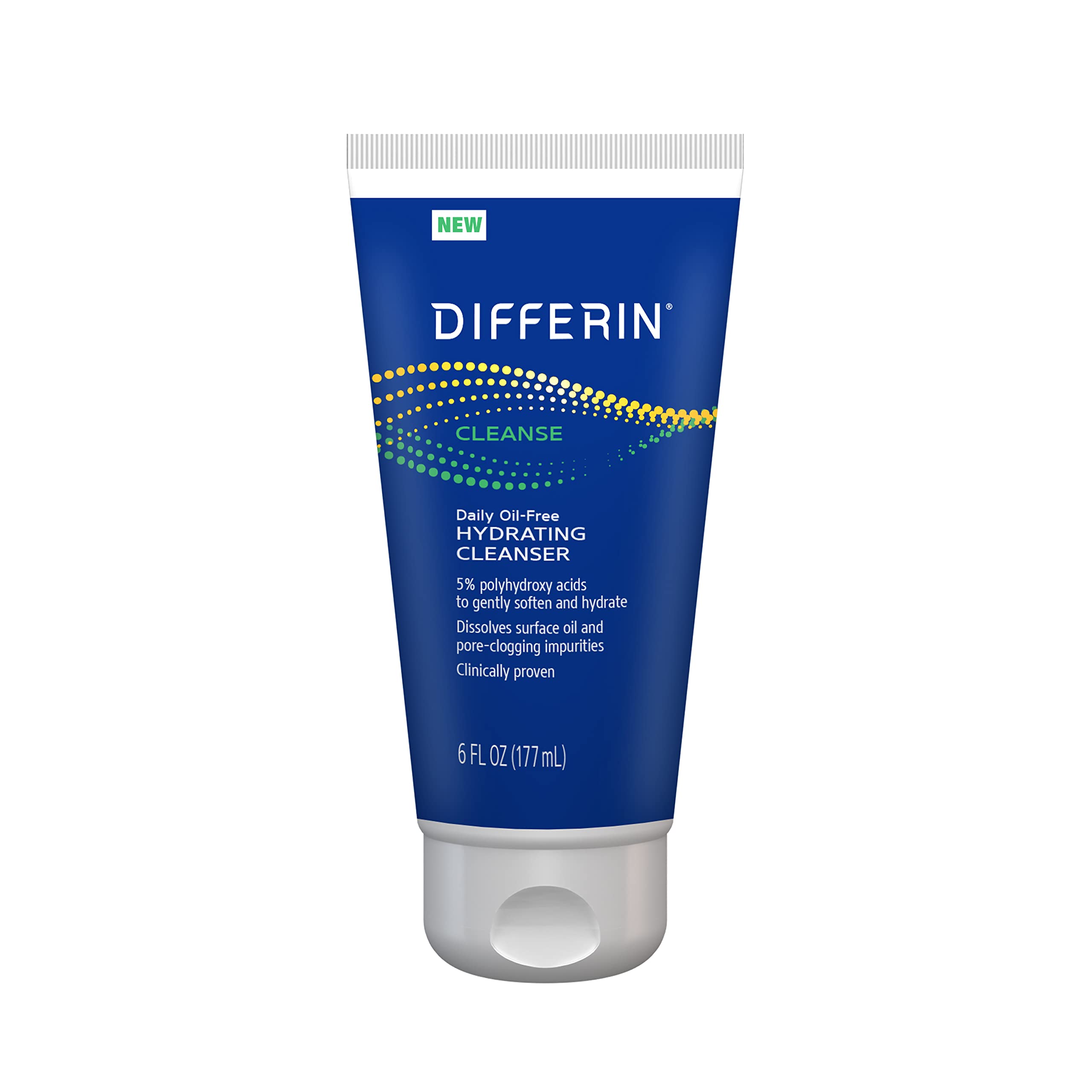 Differin Daily Oil-Free Hydrating Cleanser bottle showing oil-free balance for oily skin