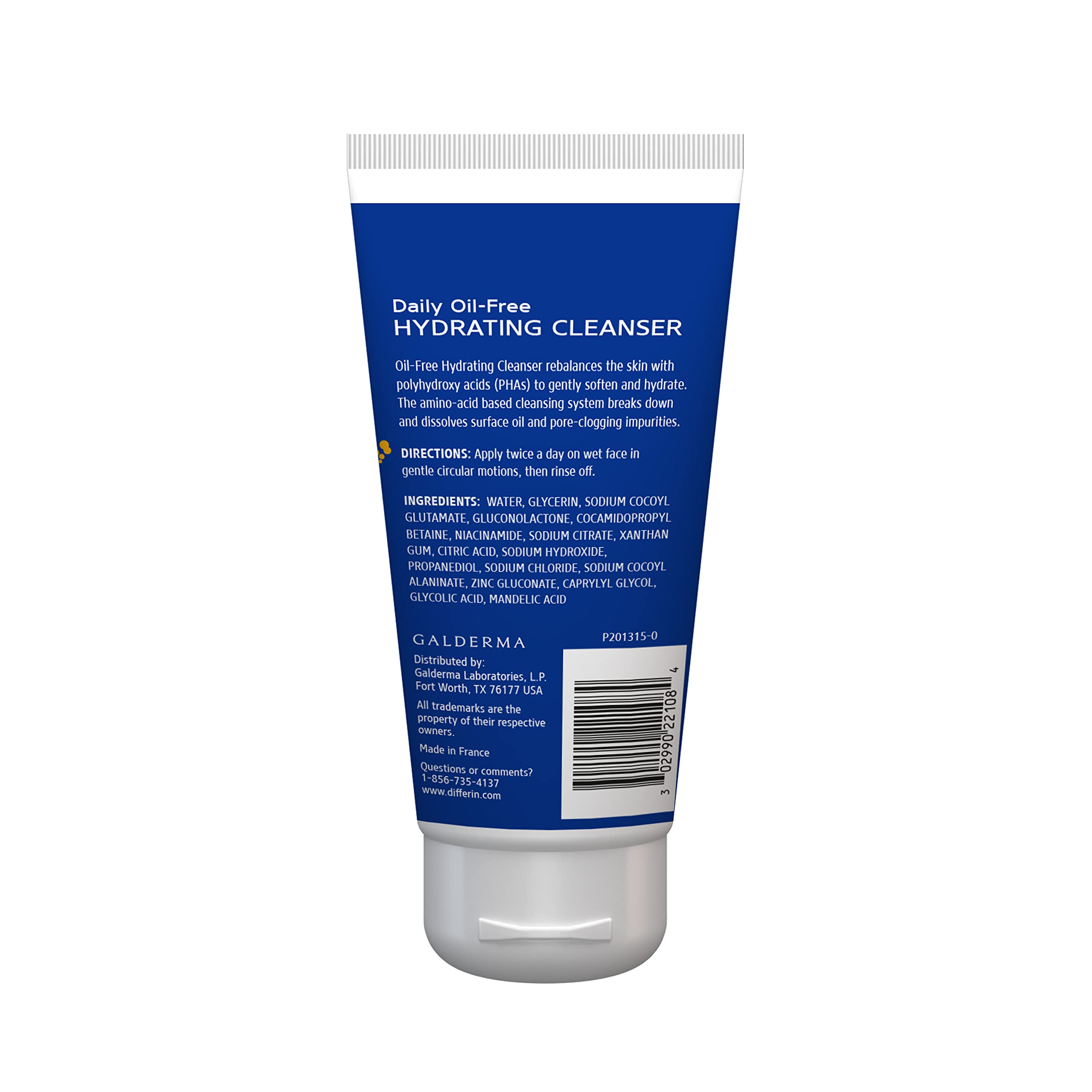 Differin daily cleanser rinse action communicates easy removal without tightness