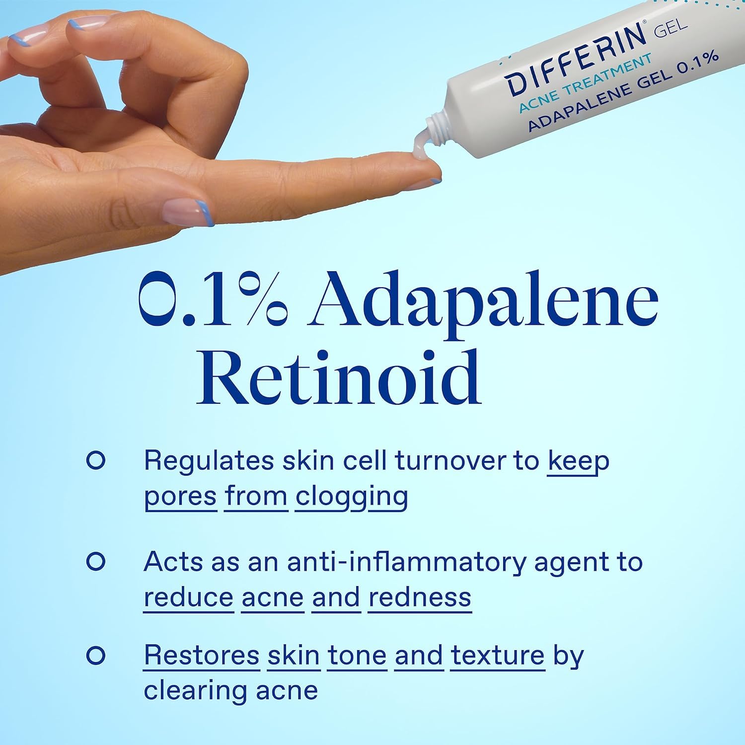 Person applying Differin gel as part of a morning skincare routine