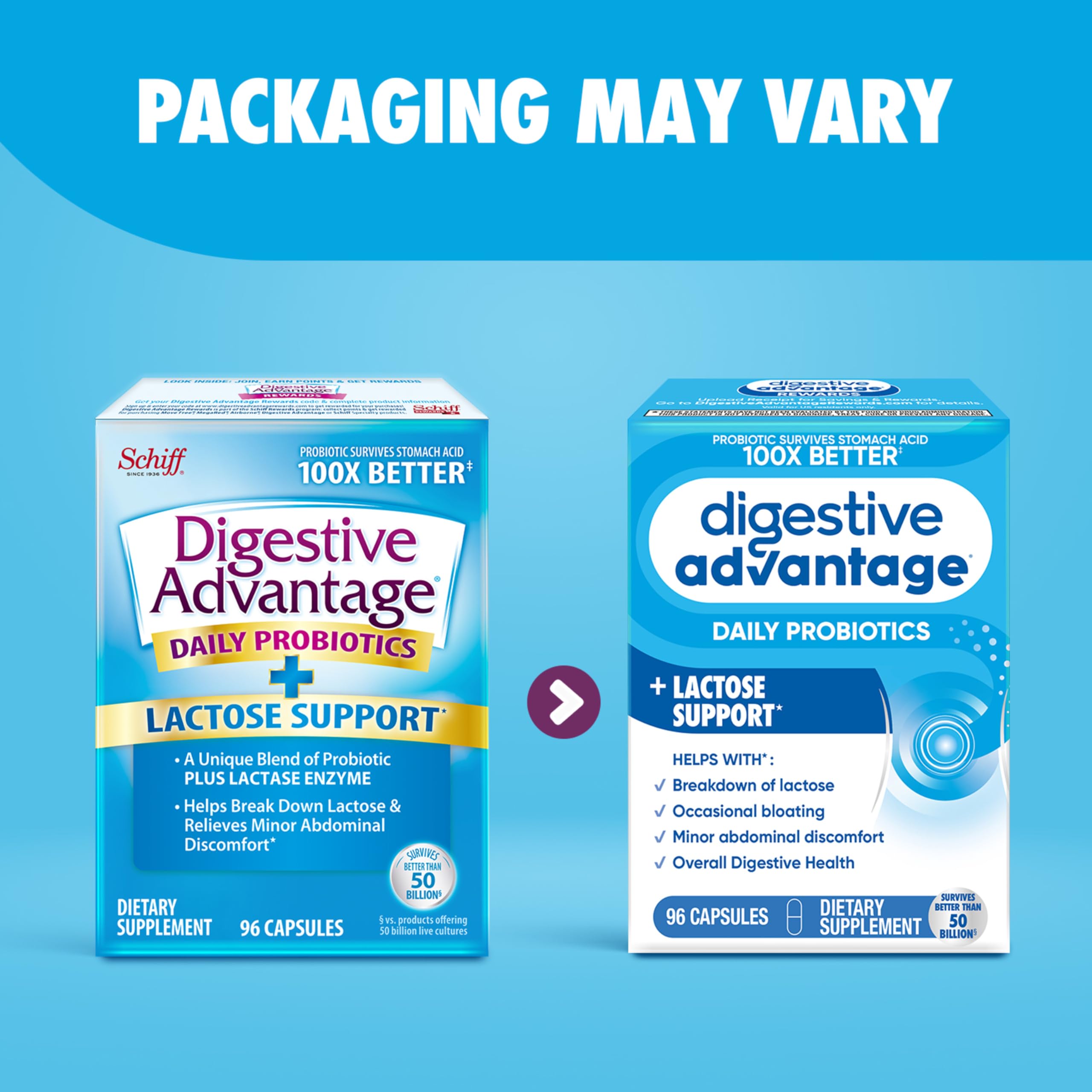 Digestive Advantage bottle cap close-up emphasizes purity and freshness