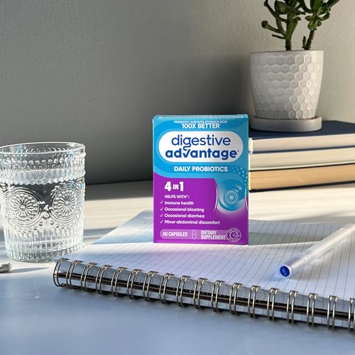 Digestive Advantage bottle in a wellness setup during daily routine.