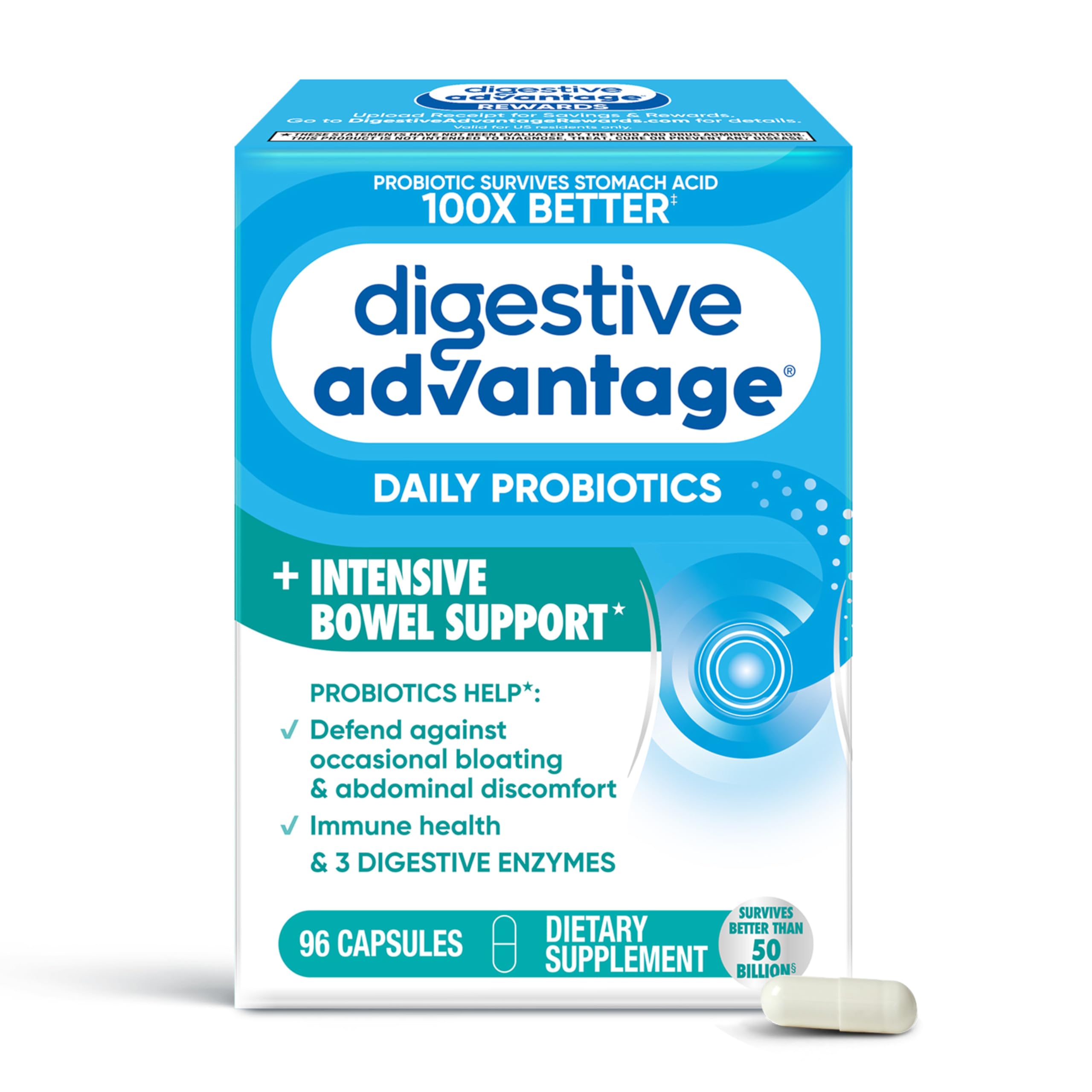 Digestive Advantage daily probiotic bottle with capsules supports gut health