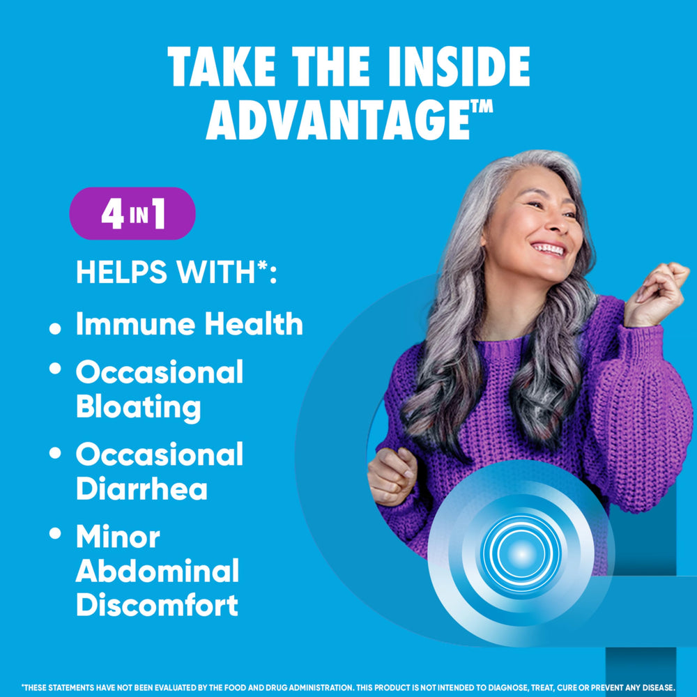 Digestive Advantage daily capsule cap-closeup shows small, easy-to-swallow probiotic capsules