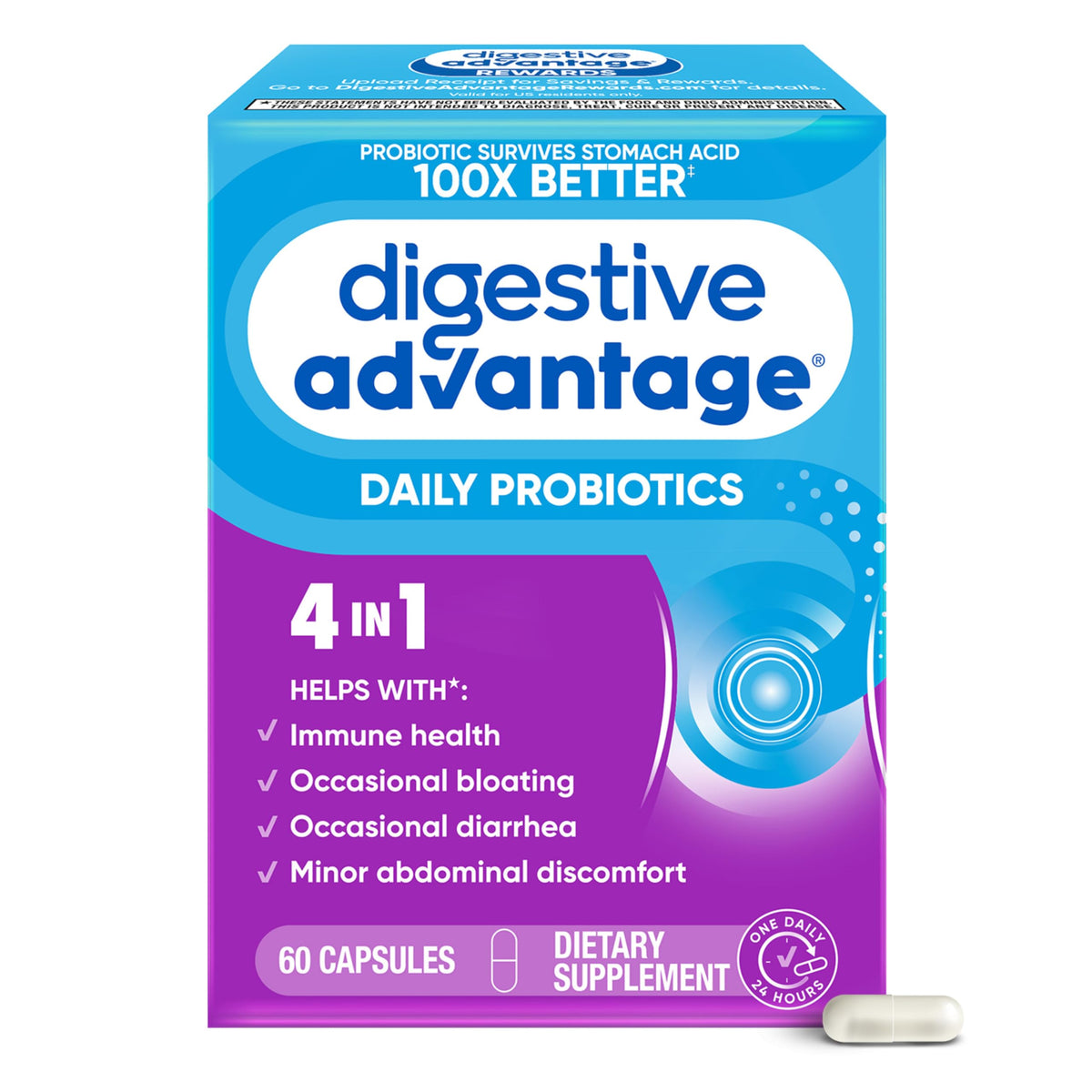 Digestive Advantage Daily Probiotics bottle for everyday gut support.