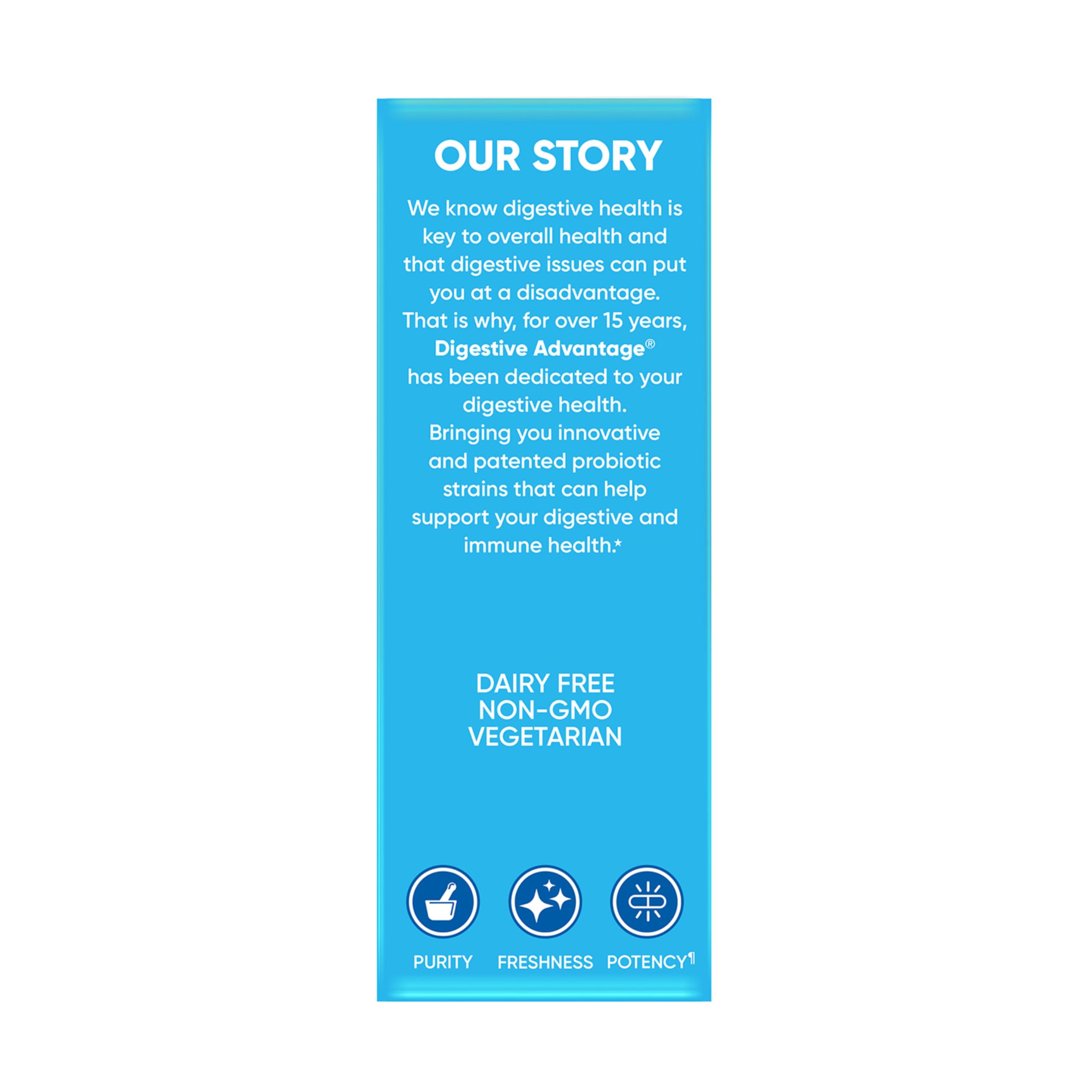 Digestive Advantage foil seal close-up shows tamper protection and freshness