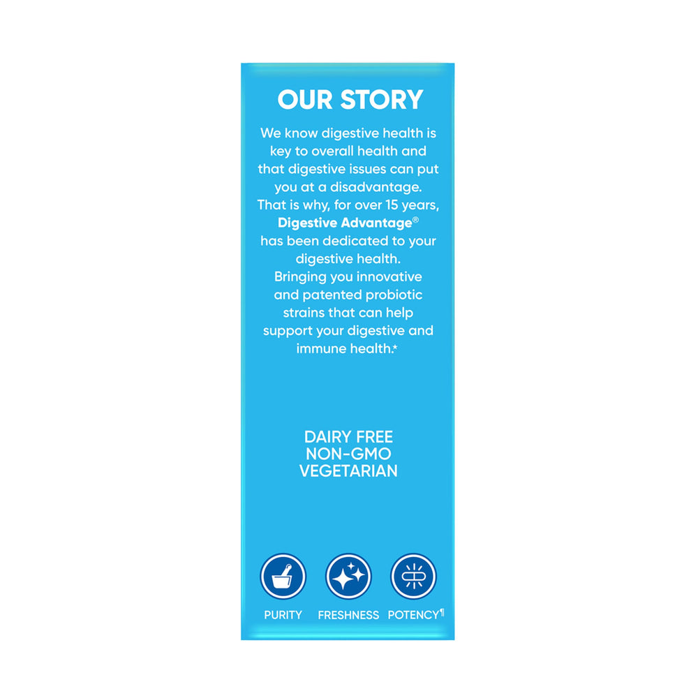Digestive Advantage foil seal close-up shows tamper protection and freshness