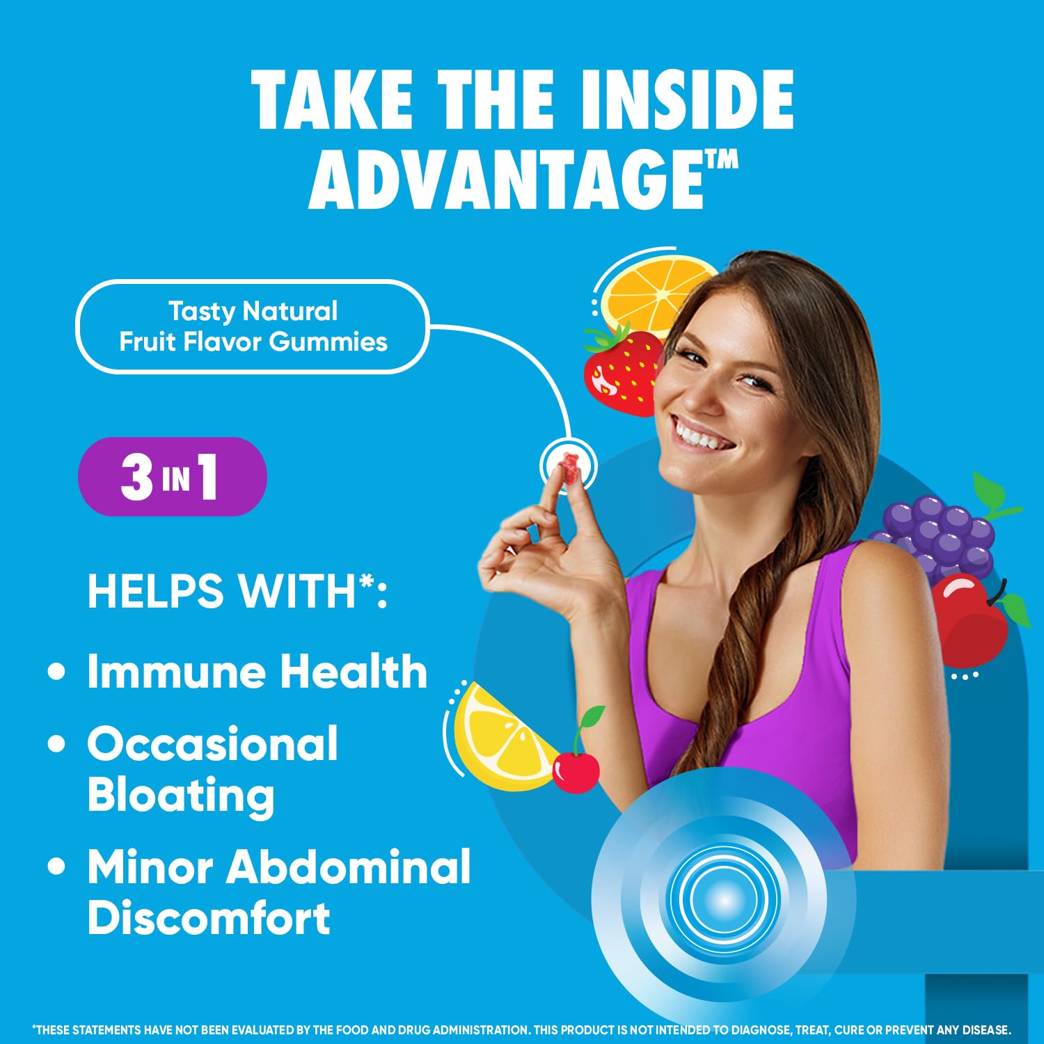 Digestive Advantage Probiotic Gummies textured gummies highlight chewy texture and flavor
