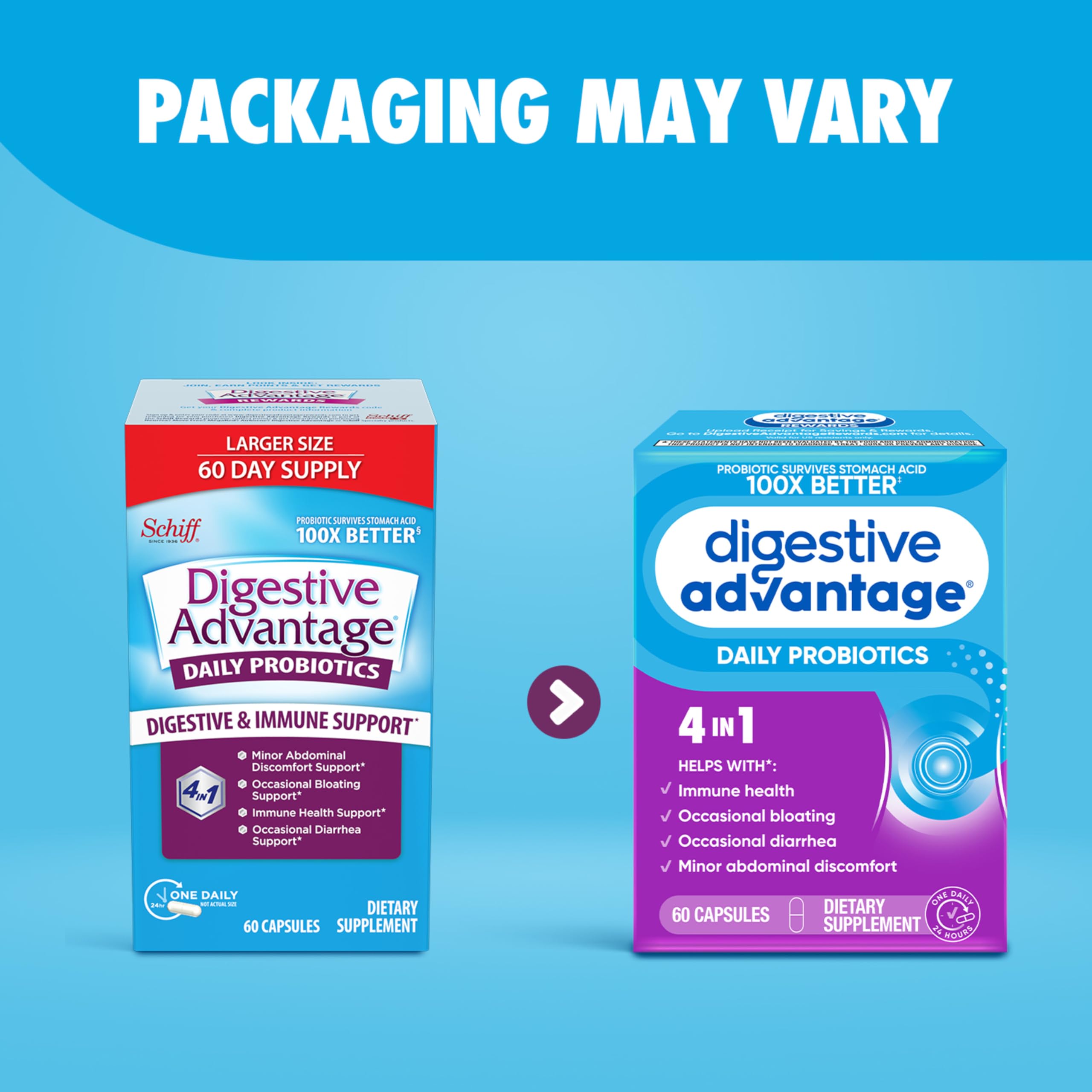 Digestive Advantage vegetarian capsule designed for plant-based probiotic support.